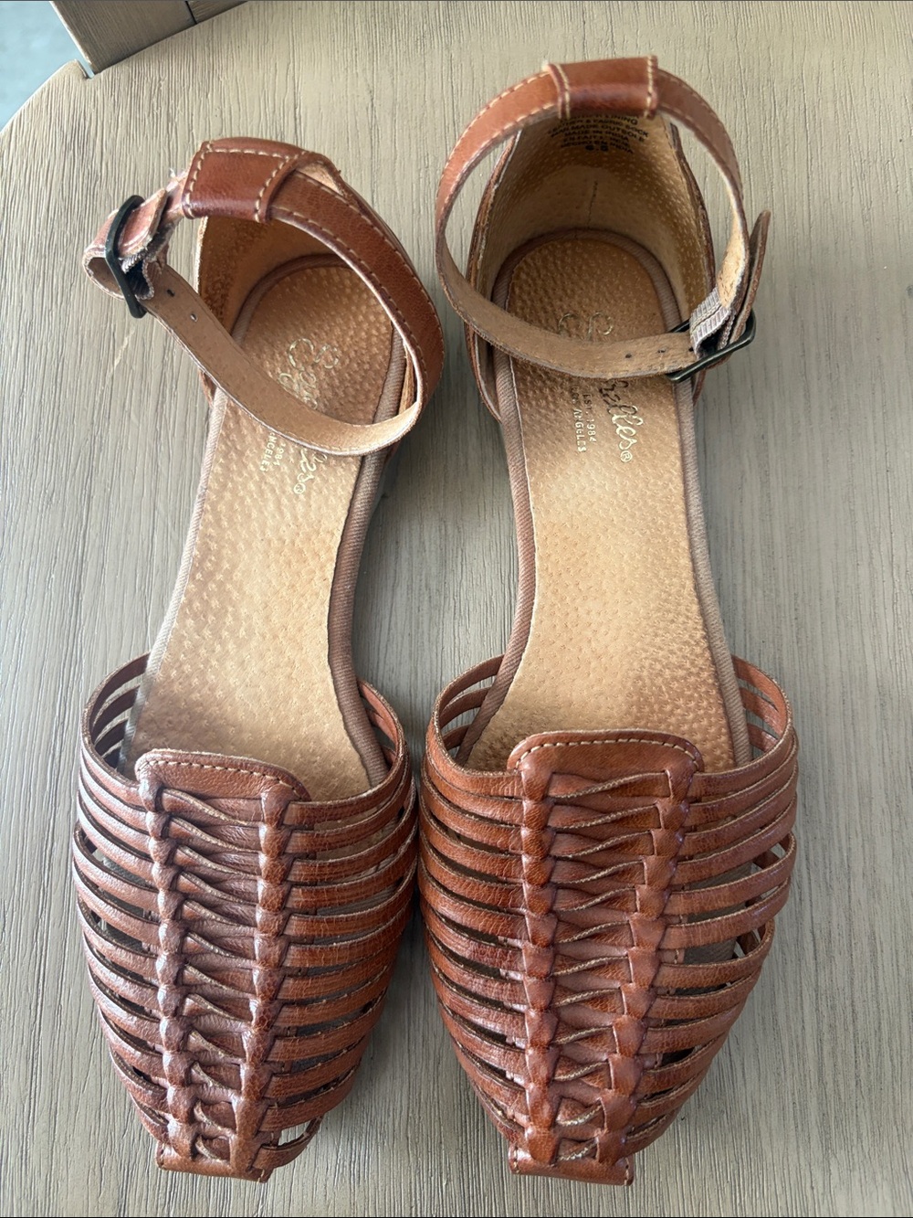 Seychelles Trinket Tan Woven Leather Ankle-Strap Sandals 6.5